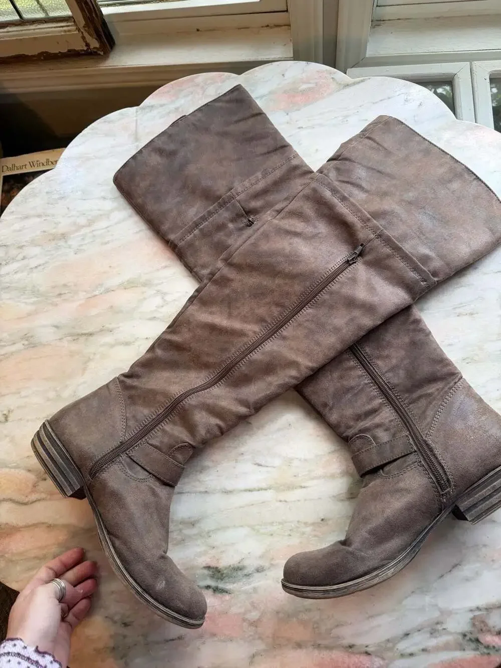 Unbranded Brown Faux Suede Over-the-Knee Boots